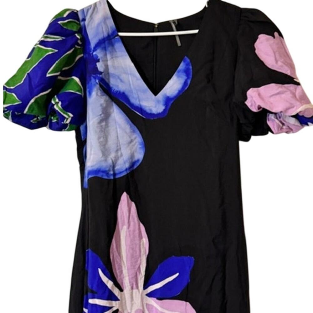 Anthropologie Puff-Sleeve A-Line Floral Maxi Dress L - Picture 4 of 8